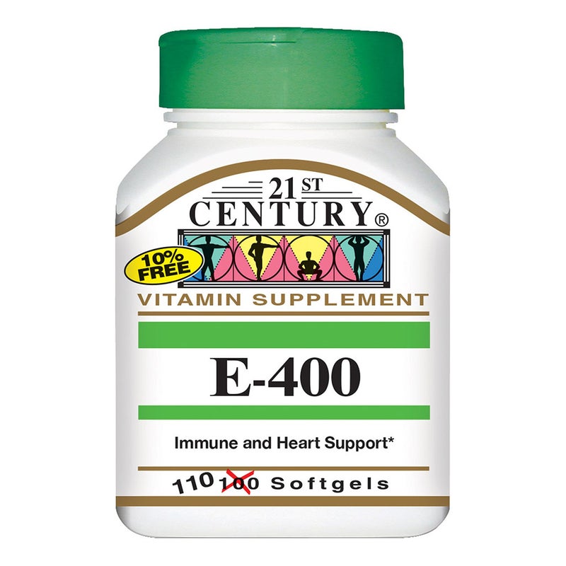 21st Century E-400 Vitamin E 400IU Softgel For Immune & Heart Support, Pack of 110's