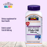 21st Century Omega 3 Reflux Free 1000mg Fish Oil Supplement Softgels, Pack of 90's