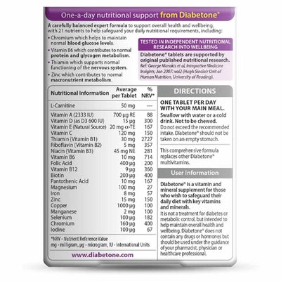 أقراص المكملات الغذائية الأصلية من فيتابيوتيكس ديابيتون لمرضى السكري، عبوة من 30 قرصًا
