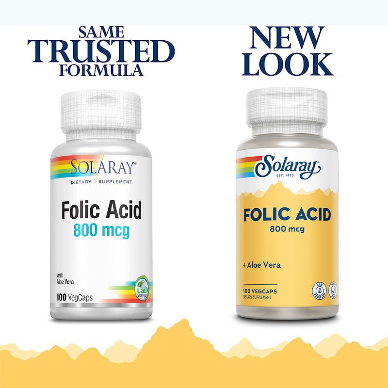 Solaray Folic Acid 800 mcg Veg Capsules 100's