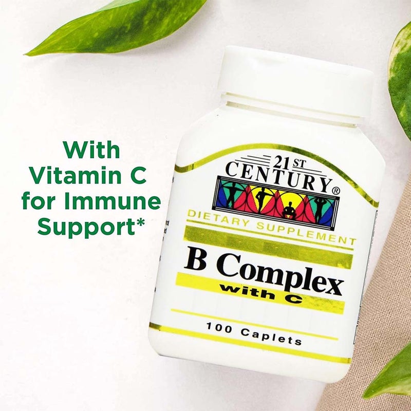 21st Century B Complex With Vitamin C Caplets For Energy & Immune Support, Pack of 100's