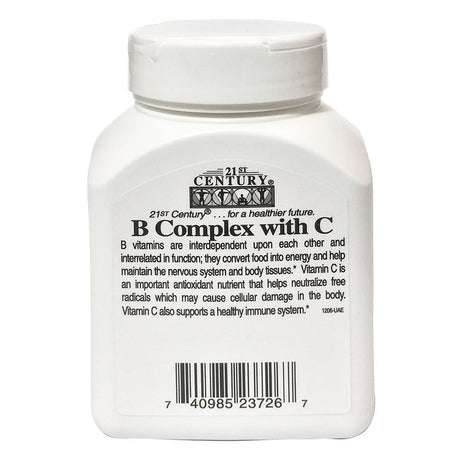 21st Century B Complex With Vitamin C Caplets For Energy & Immune Support, Pack of 30's