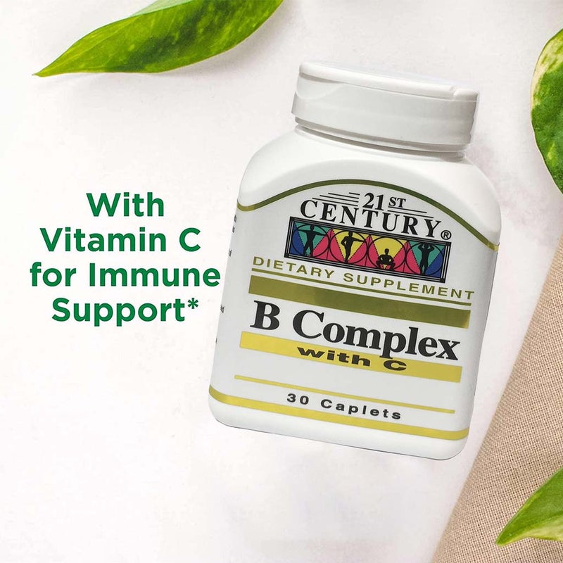 21st Century B Complex With Vitamin C Caplets For Energy & Immune Support, Pack of 30's