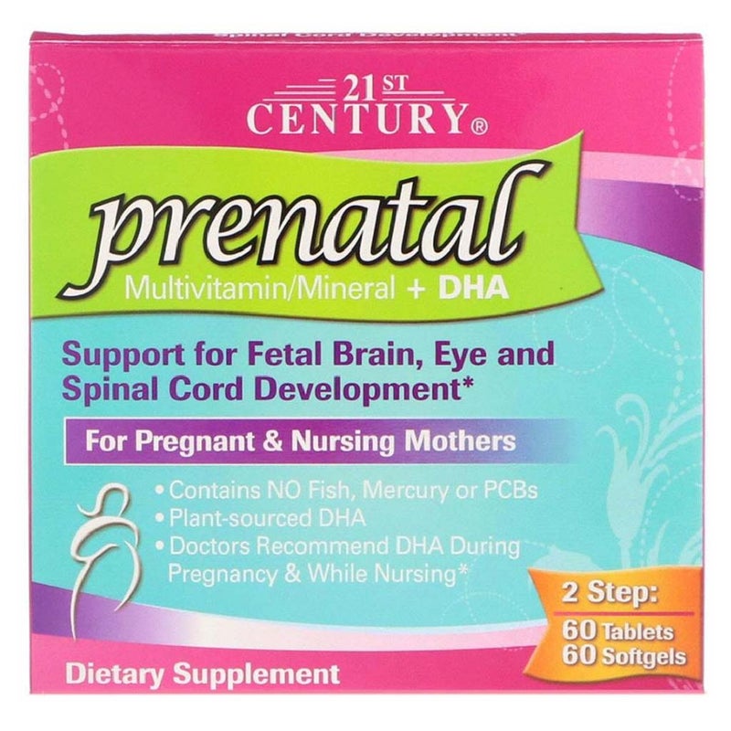 21st Century Prenatal Multivitamins/Mineral Tablets + Prenatal DHA Softgels, Dual Pack of 60's + 60's