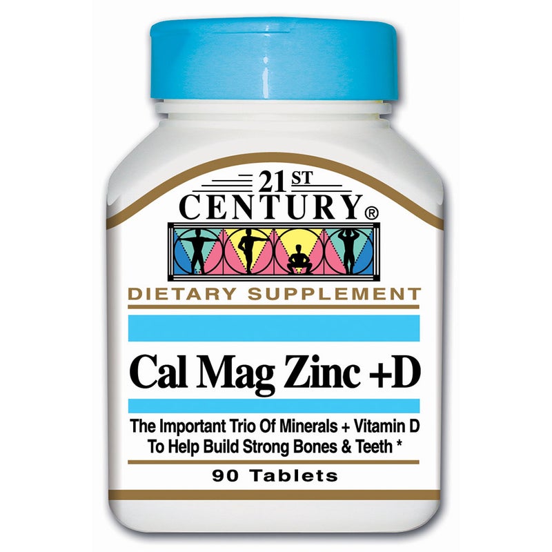 21st Century Calcium, Magnesium, Zinc & Vitamin D Tablets For Bones & Teeth, Pack of 90's