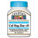 21st Century Calcium, Magnesium, Zinc & Vitamin D Tablets For Bones & Teeth, Pack of 90's