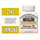 21st Century Stress B Multivitamin Tablets With Zinc For Energy & Immune Support, Pack of 30's