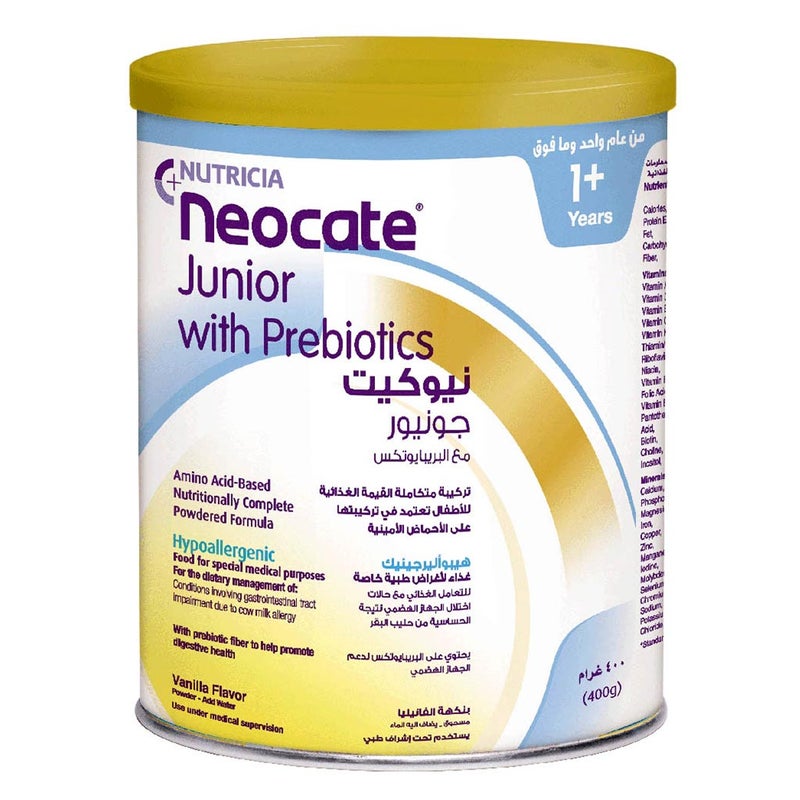 Nutricia Neocate Junior Hypoallergenic Toddlers Milk Formula With Prebiotics For 12+ Months Vanilla Flavour 400g