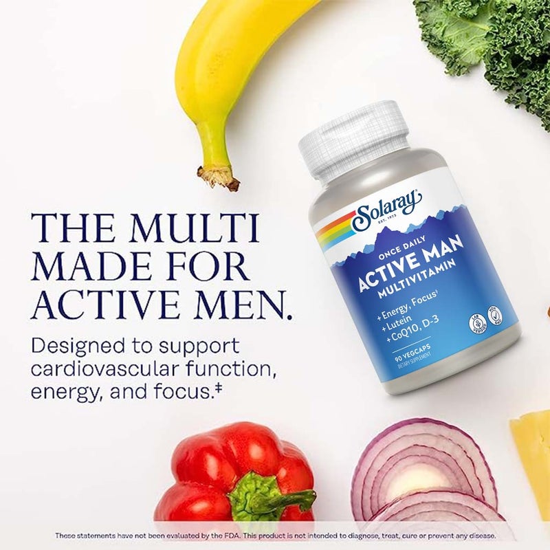 Solaray Once Daily Active Man Multivitamin Supplement Capsules, Pack of 90's