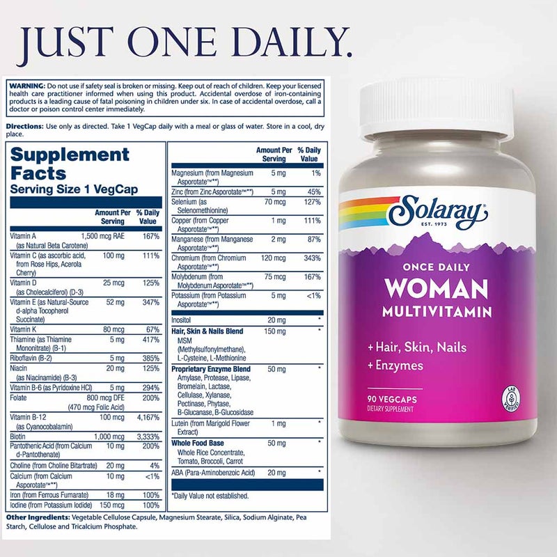 Solaray Once Daily Woman Multivitamin VegCaps 90's