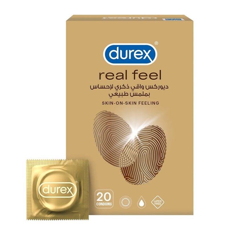 واقي ذكري Durex Real Feel، 20 قطعة