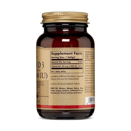 Solgar Vitamin D3 1000iu Softgels 100's