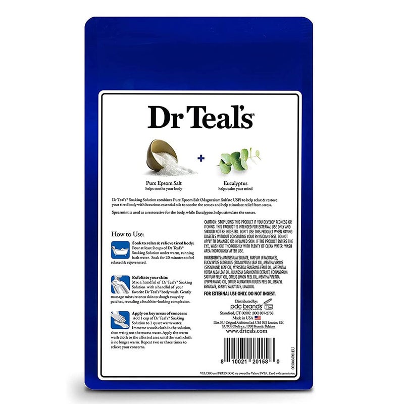 Dr Teal's Pure Epsom Salt Soaking Solution With Eucalyptus And Spearmint 450 g