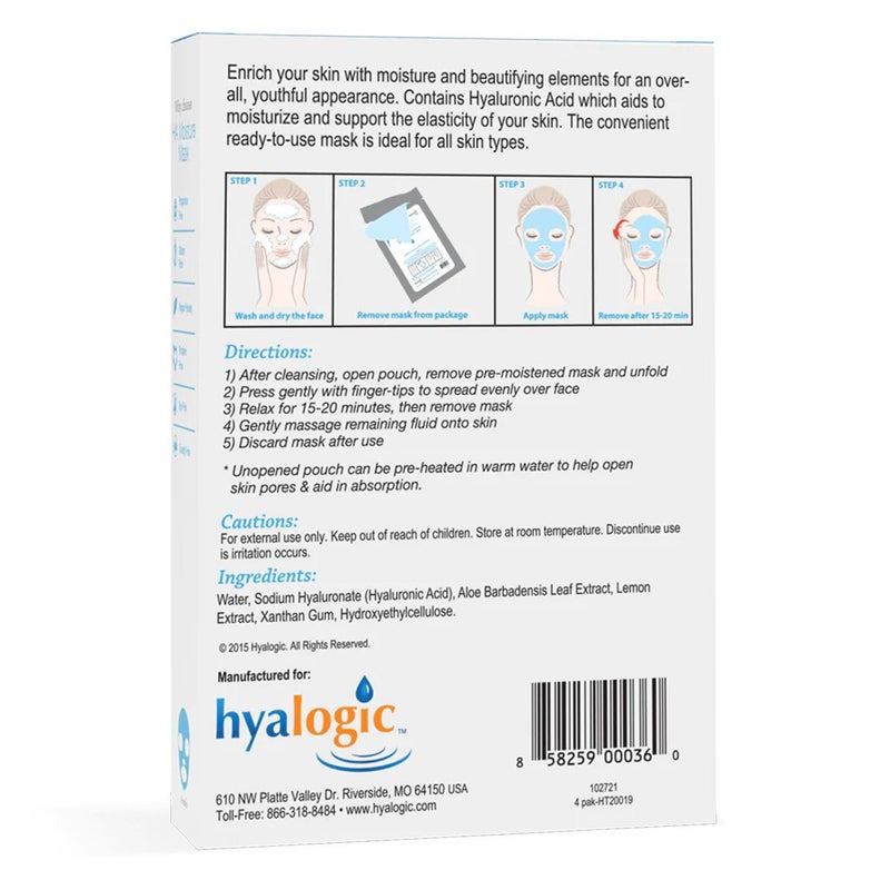 Hyalogic Hyaluronic Acid Radiance And Moisture Boosting Facial Mask 4's