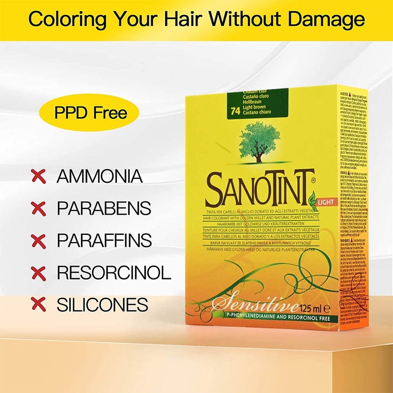 Sanotint Light Sensitive PPD Free Hair Color 74 Light Brown 125ml