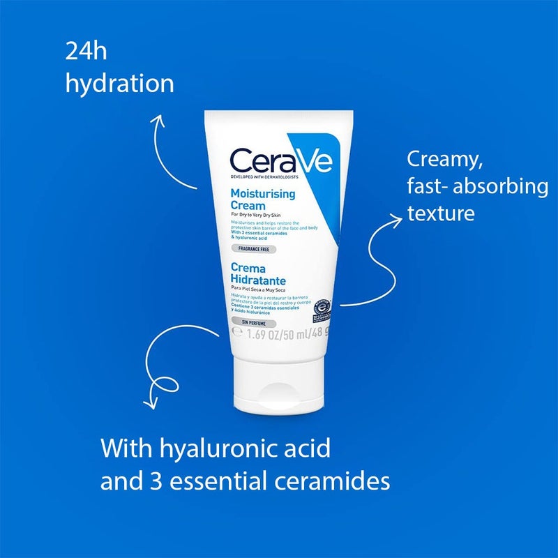 CeraVe Fragrance Free Moisturising Cream For Dry Skin 50ml