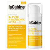 LaCabine 5X Pure Hyaluronic Acid Hydrating & Wrinkle Smoothing Facial Fluid Cream SPF50 30ml