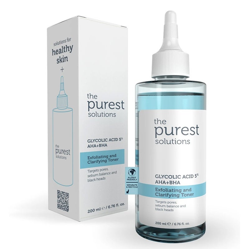 The Purest Solutions Glycolic Acid 5% AHA + BHA Exfoliating And Clarifying Toner 200ml