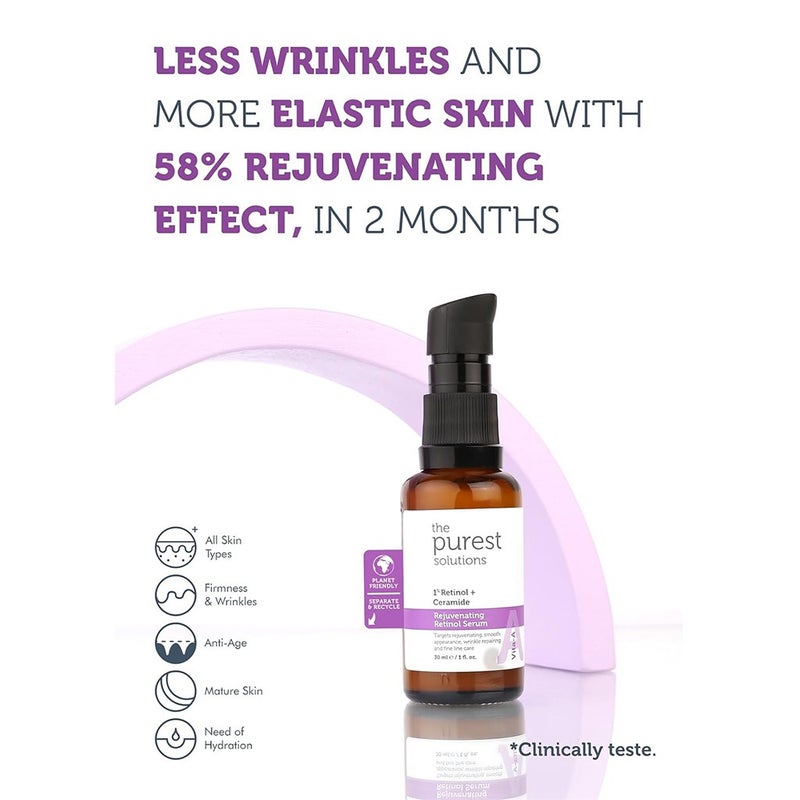 The Purest Solutions 1% Retinol + Ceramide Rejuvenating Retinol Face Serum 30ml