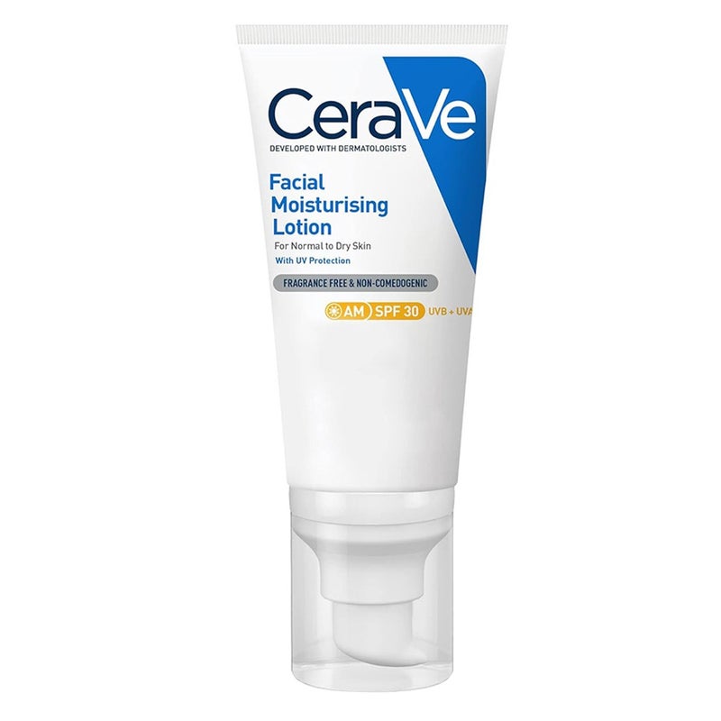 لوشن ترطيب الوجه CeraVe AM مع عامل حماية من الأشعة فوق البنفسجية SPF30 للبشرة العادية والجافة، خالٍ من العطور 52 مل