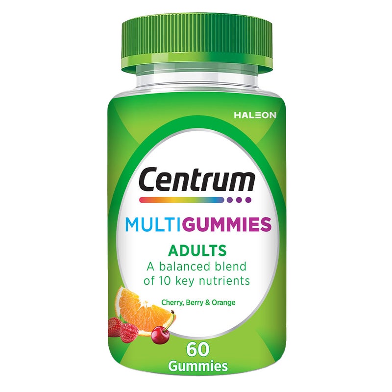 Centrum Adult Multivitamin Supplement MultiGummies Cherry, Berry, & Orange Flavor, Pack of 60's