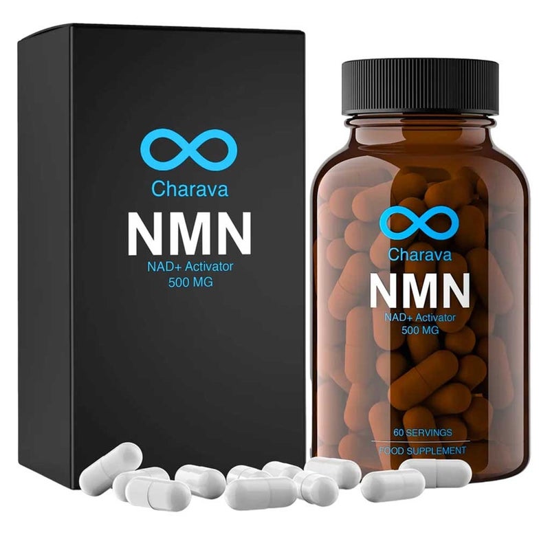 Charava NMN Antiaging Supplement NAD+ Activator 500mg Capsules, Pack of 60's