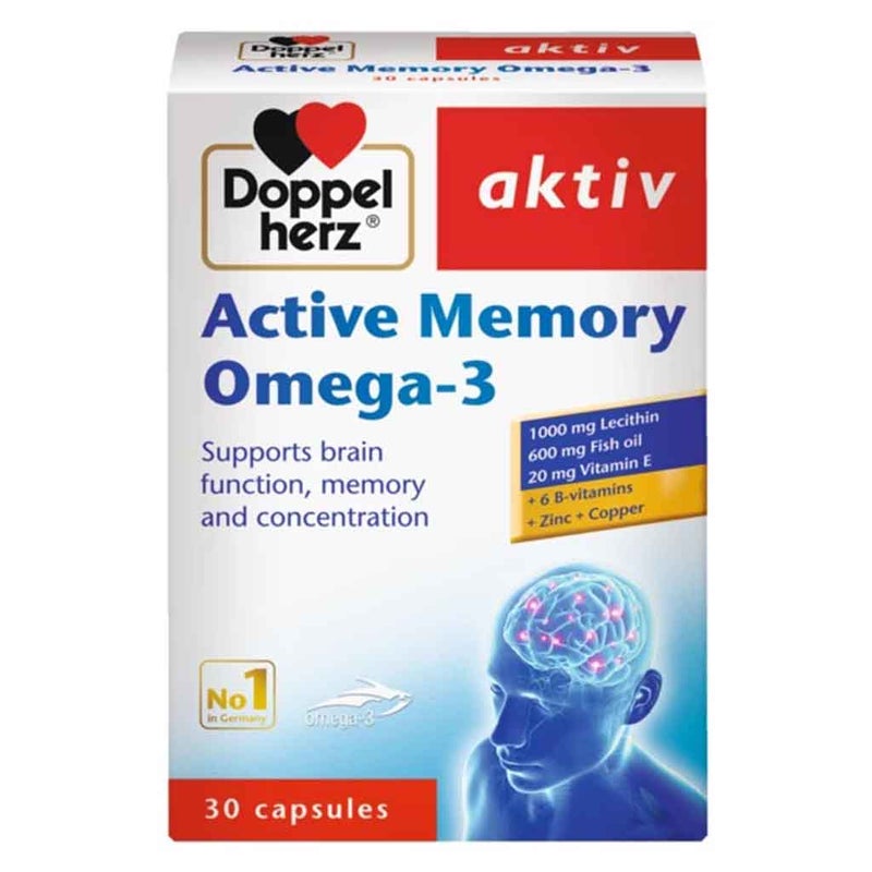 Doppelherz Aktive Memory Omega 3 Capsules For Brain Function Support, Pack of 30’s