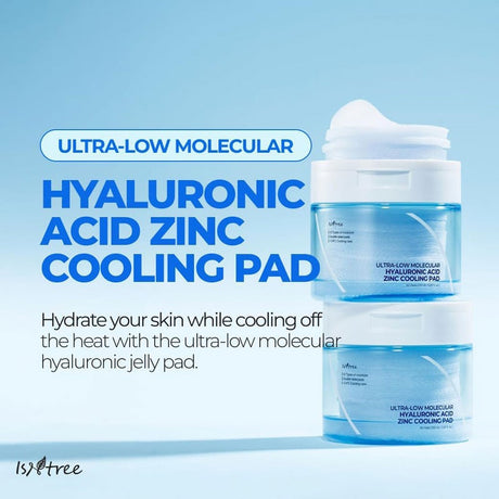 Isntree Ultra Low Molecular Hyaluronic Acid & Zinc Facial Cooling Pads, Pack of 60's