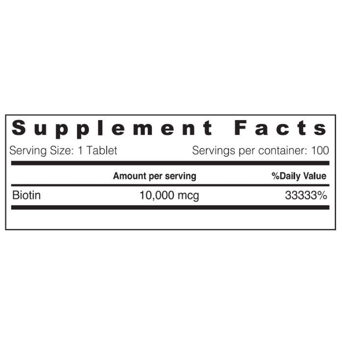 Sunshine Nutrition Ultra Potency Biotin 10000 Mcg 100 Tablets Sunshine Nutrition