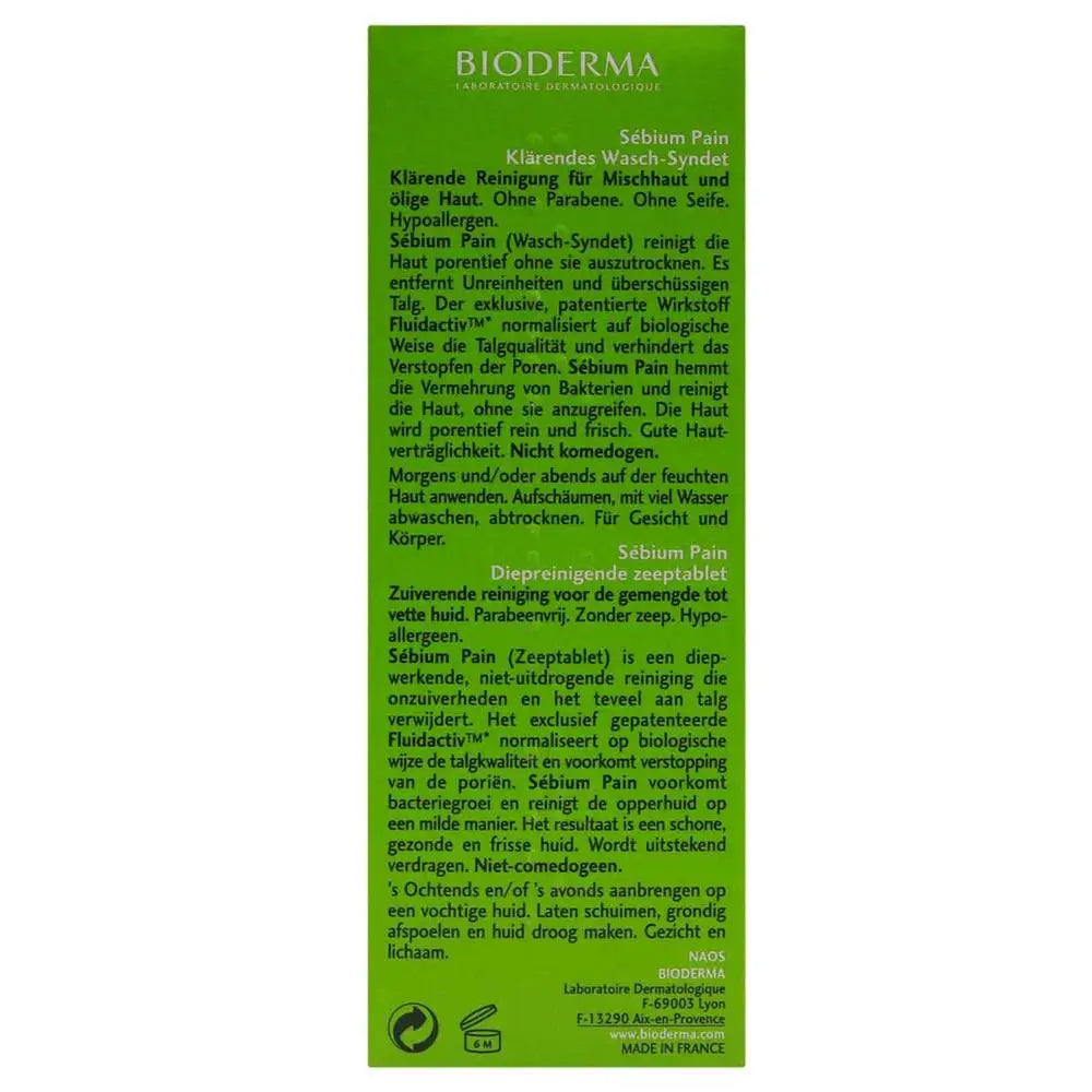 Bioderma Sebium Pain Purifying Cleansing Bar Combination To Oily Skin 100gm Bioderma