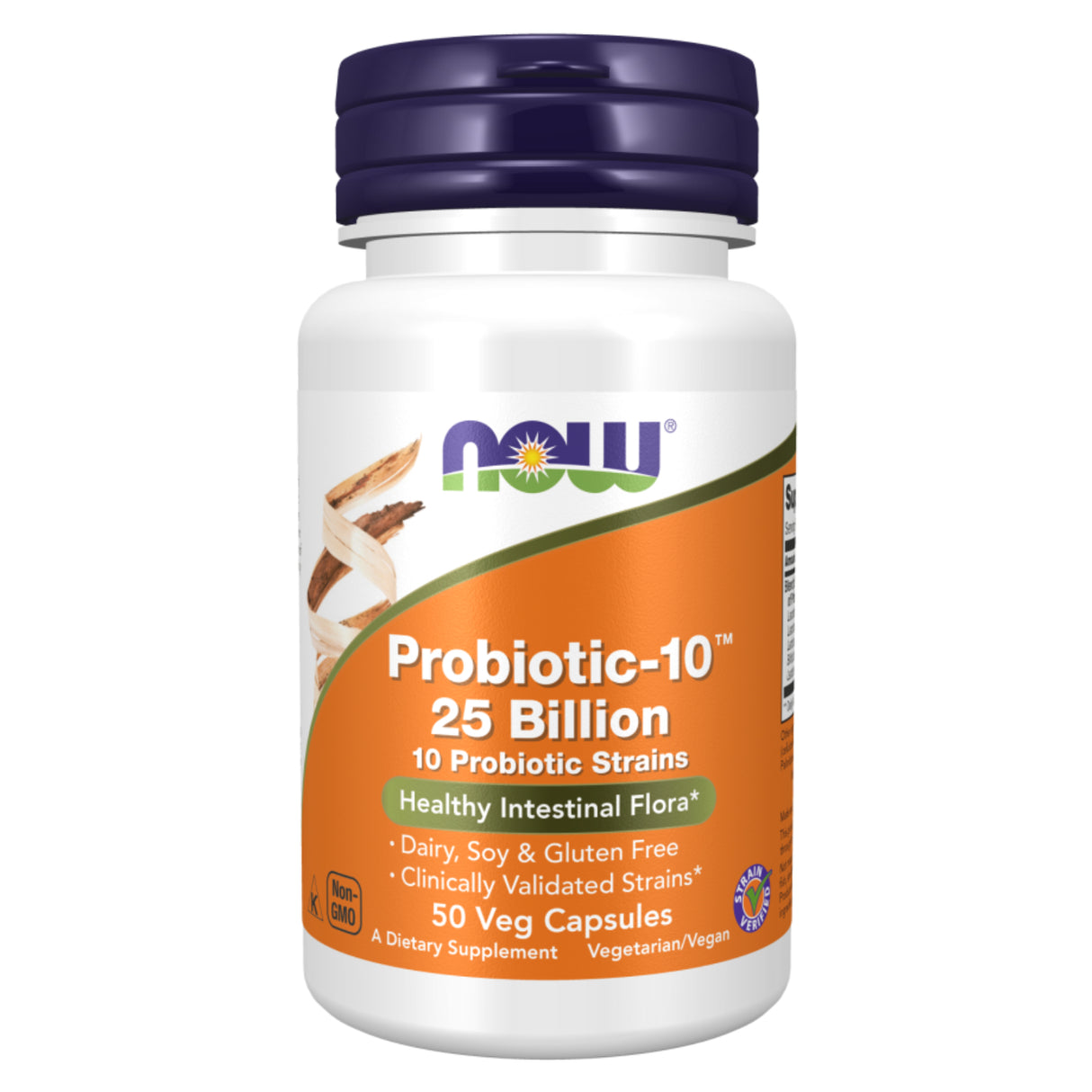 Now Probiotic-10 25 Billion CFU Capsules With 10 Probiotic Strains For Healthy Intestinal Flora, Pack of 50's