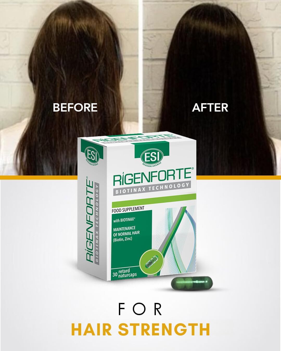 Rigenforte Hair Supplement, 30 Naturcaps- Biotinax Formula