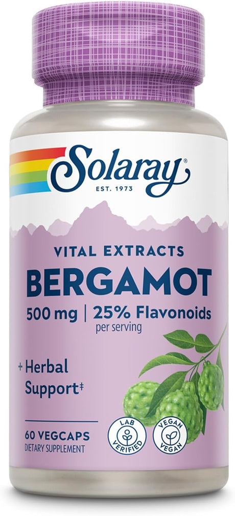 Solaray Bergamot Advanced Formula, Cardiovascular Support Fruit Extract, Veg Cap 500mg, Solaray