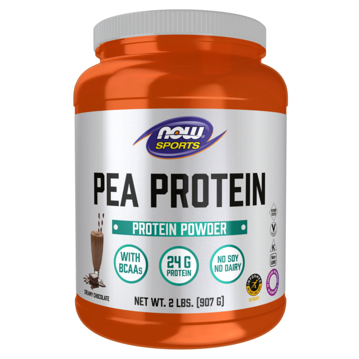 Now Sports Pea Protein Powder With BCAAs, Chocolate For Muscle Growth & Recovery 2lbs