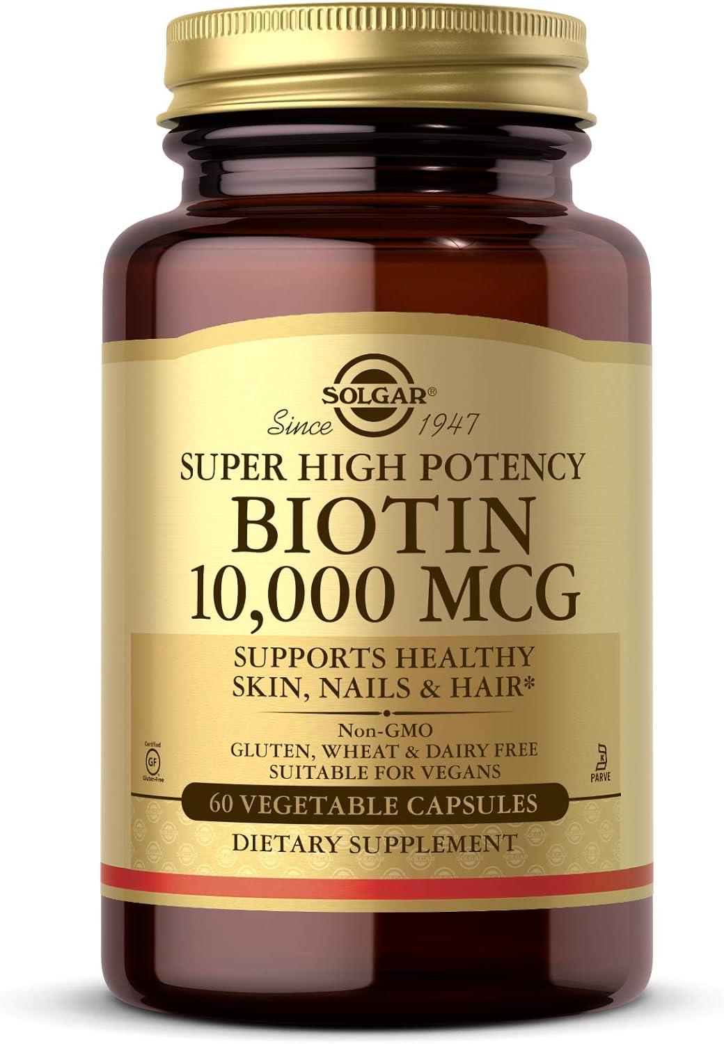 Solgar Biotin 10,000 Mcg, 60 Vegetable Capsules