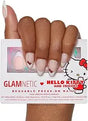 Glamnetic Hello Kitty® White Classic French Tip Short Almond Bow Graphic Nails - 30 Count (Pack of 1) - 15 Sizes - Glossy Finish - Press-On False Nails Glamnetic