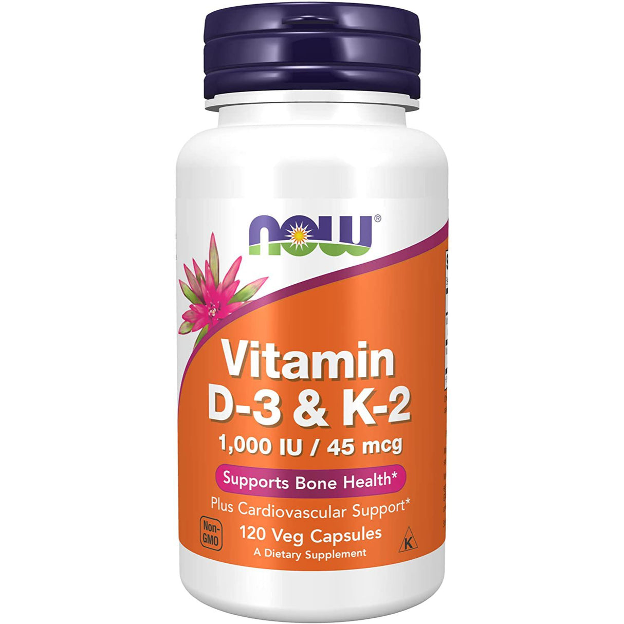 Now Foods Vitamin D3 & K2 1000 IU/45mcg Vegetable Capsules 120's