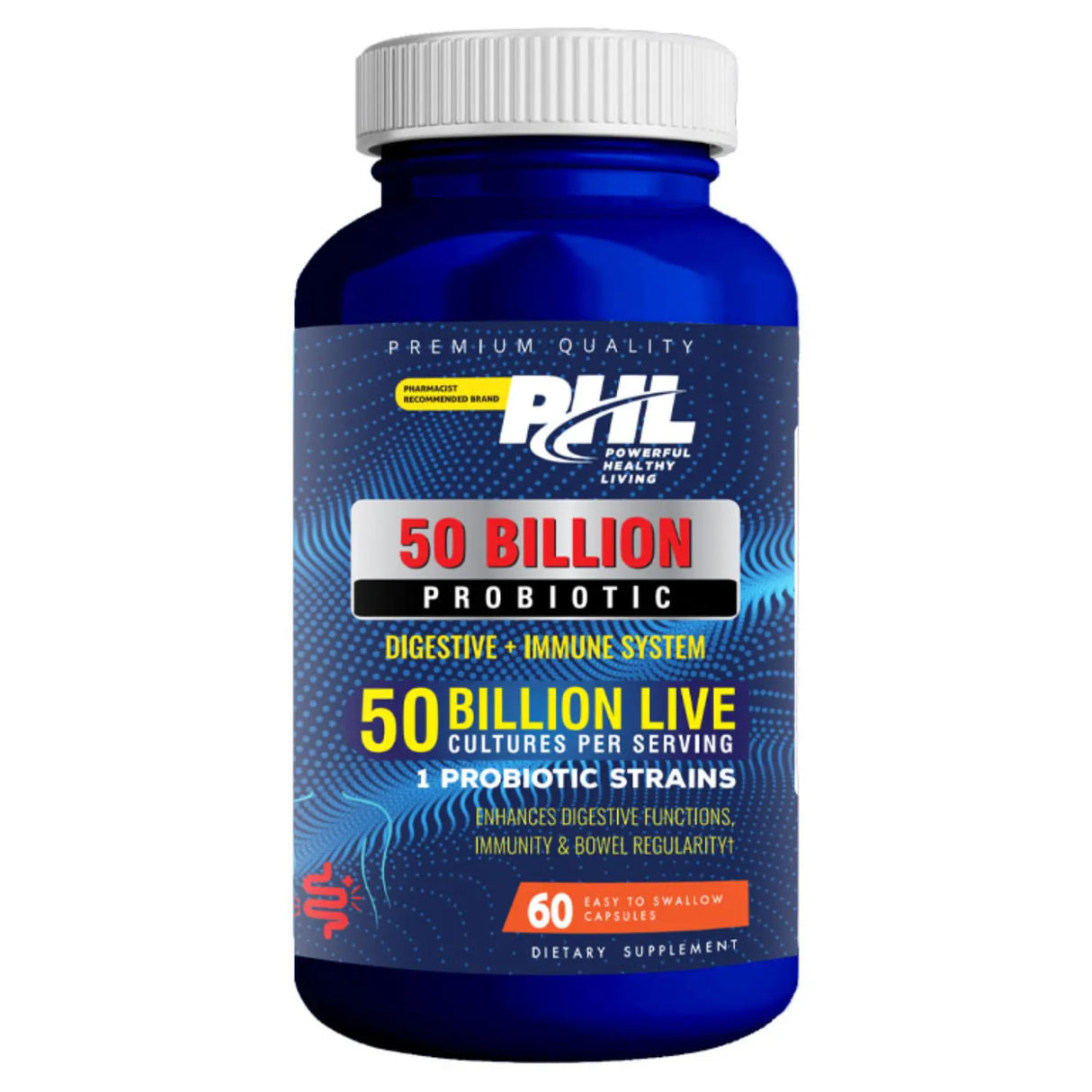 PHL 50 Billion Probiotic Capsules, Pack of 60's