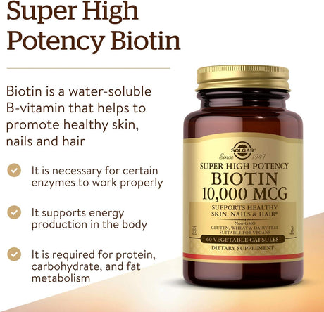 Solgar Biotin 10,000 Mcg, 60 Vegetable Capsules