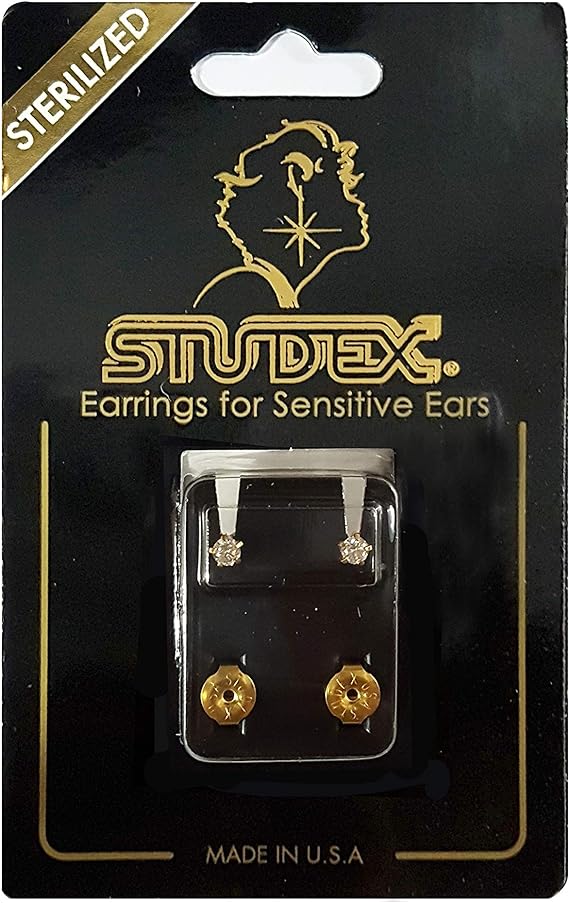 Studex 3MM Cubic Zirconia 24K Pure Gold Plated Ear Studs | Hypoallergenic | Ideal for every day wear