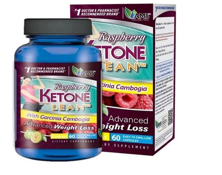 كبسولات AMS Raspberry Ketone الخالية من الدهون، مكمل غذائي لإنقاص الوزن مع جارسينيا كامبوجيا، عبوة من 60 كبسولة