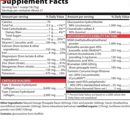 Vibrant Health Joint Vibrance 10600mg Collagen Powder For Joint Support - Orange Pineapple Flavored, 21 Servings