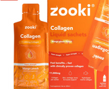 Zooki Super Strength Marine Collagen 11000mg Mango Peach Flavor Liquid Sachets 18.5ml, Pack of 14's