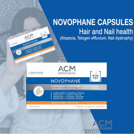 ACM Novophane Capsules, Food Supplement For Hair & Nail Growth, Pack of 60's