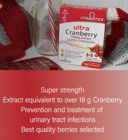 Vitabiotics Ultra Cranberry Extract 750mg Tablets For Healthy Urinary Tract, Pack of 30's