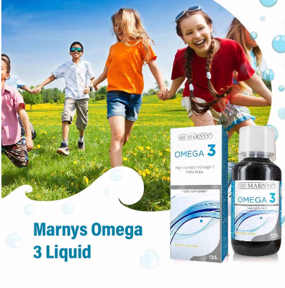 Marnys Omega 3 1200mg Fish Oil Supplement Liquid, Lemon Flavour 125ml