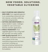 Now Solutions Vegetable Glycerin Oil, 100% Pure For Rough & Dry Skin Moisturization 118ml