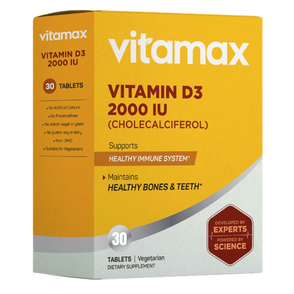 Vitamax Vitamin D3 2000 IU Vegetarian Tablet For Healthy Bone & Teeth, Pack of 60's