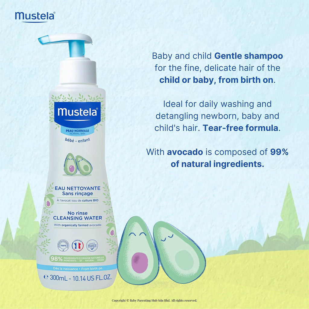 Mustela Baby No-Rinse Cleansing Water For Face & Diaper Area 300ml