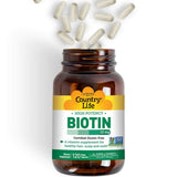 Country Life Biotin 10 mg كبسولات نباتية خالية من الغلوتين للشعر وفروة الرأس والأظافر، عبوة من 120 كبسولة